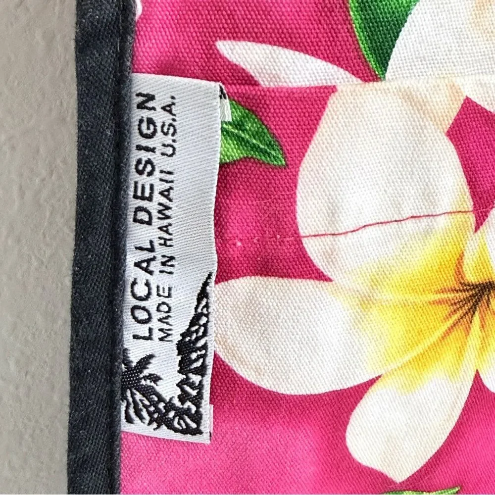 Aloha Hawaiian Floral Reversible Full Apron with Pockets Pink Purple OS